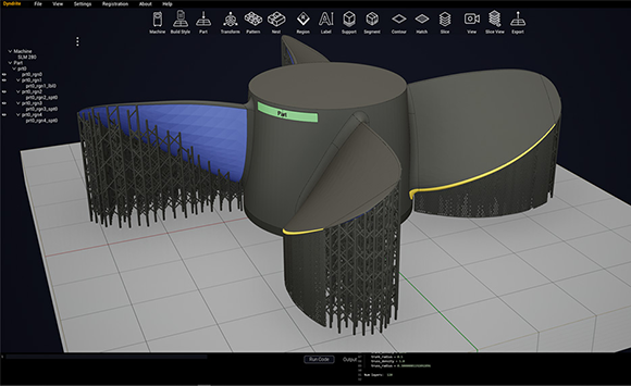 Dyndrite LPBF Pro excels at handling challenging tasks, from managing large datasets to nesting thousands of parts and achieving high-resolution slice file processing (Courtesy Dyndrite)