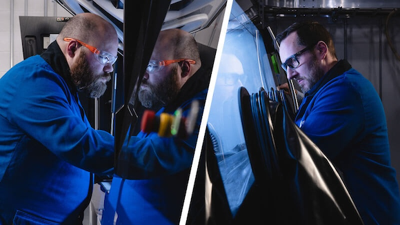 Colibrium Additive’s Ryan Saucier (left) and Nathan Humbert (right) will work as on-site support at Purdue Applied Research Institute’s Hypersonics Advanced Manufacturing Technology Center (Courtesy Purdue)