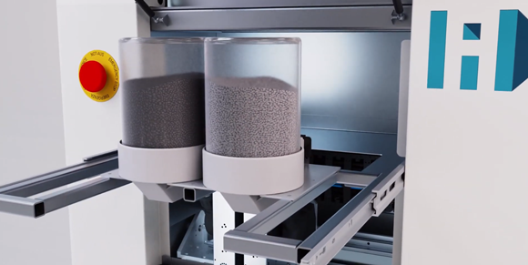 The ExAM 255 was reported to be the first industrial AM machine that is able to process conventional injection moulding pellets (Courtesy AIM3D)