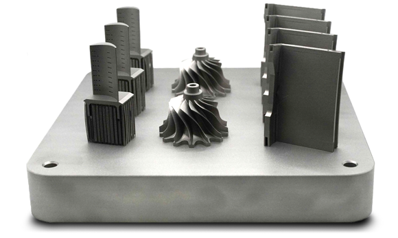 Build plate with parts additively manufactured from Alloyed’s ABD-1000AM nickel superalloy (Courtesy Alloyed Ltd)