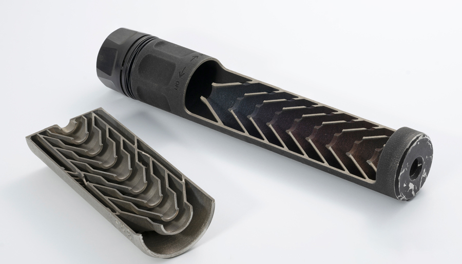 Fig. 3 This firearms suppressor won an award for Amaero and its customer, Wedgetail Industries (Courtesy MPIF)
