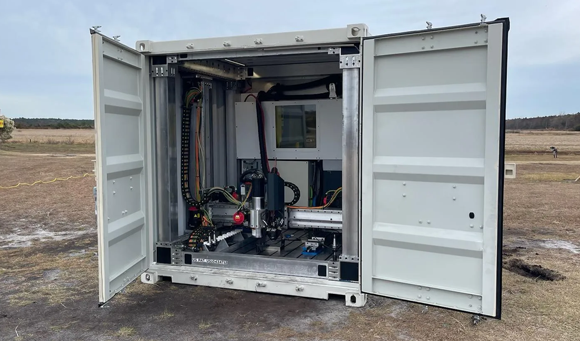 Meltio’s metal Additive Manufacturing technology can fit in a transport container unit (Courtesy Meltio)