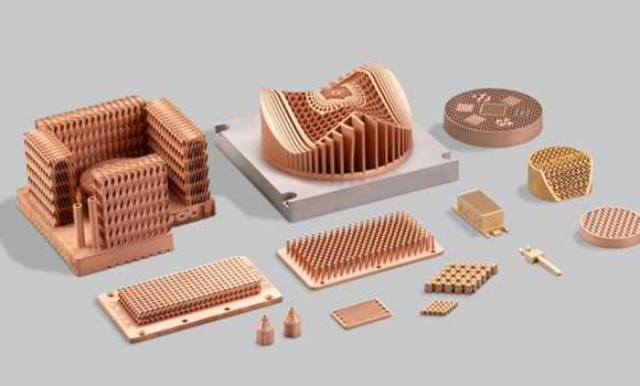 Pure copper, CuCrZr, CuCrNb, CuSn10 Samples additively manufactured using Addireen’s green-laser powder bed fusion AM machines (Courtesy Addireen)