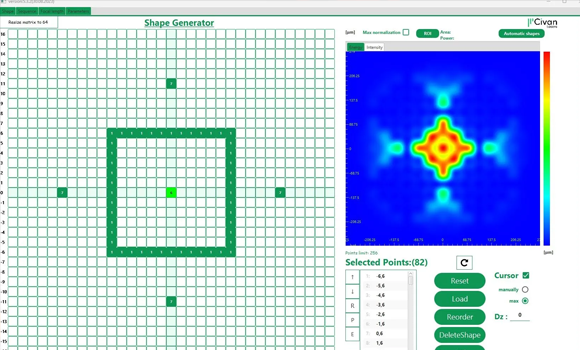 Dynamic Beam Laser beam shape software, allows to design arbitrary beam shapes in minutes (Courtesy Civan Lasers)