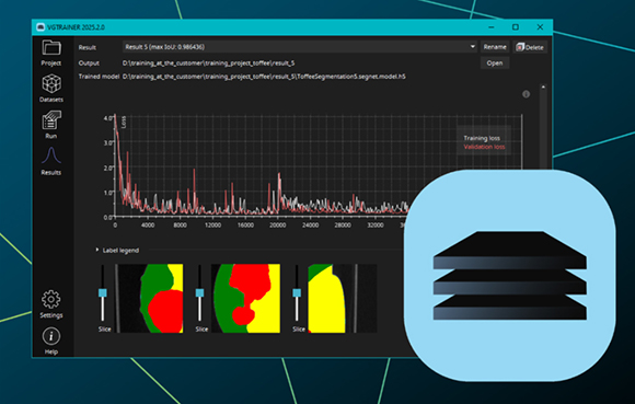 Users of the VGTRAINER application are able to train their own confidential, deep-learning models for segmentation in-house—without the need for AI or programming expertise; the light blue shape represents the new icon for the application within Hexagon (Courtesy Hexagon)