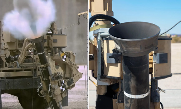 The newly redesigned attenuating blast cone for the 120mm mortar system, developed by Rock Island Arsenal – Joint Manufacturing and Technology Center (Courtesy Kendall Swank)
