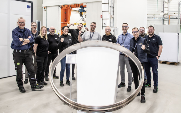 GKN Aerospace Material Solutions celebrates the production of its 200th additively manufactured fan case mount ring (Courtesy GKN Aerospace Material Solutions)