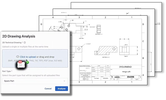 3YOURMIND’s AI-powered Technical Drawing Analysis is available within the company’s Part Identification software (Courtesy 3YOURMIND)