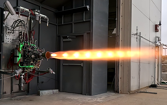 Hotfire testing of its Draper rocket engine at the company’s headquarters (Courtesy Ursa Major)