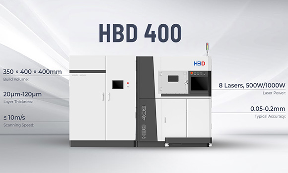 The HBD 400 Laser Beam Powder Bed Fusion (PBF-LB) metal AM machine (Courtesy HBD)
