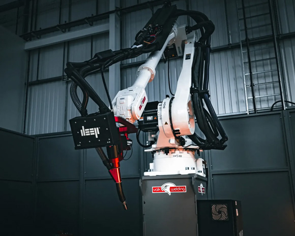 Each robotic arm can independently produce metal parts up to 3 m in diameter, while the full HexBot configuration can manufacture components as large as 6.2 metres in diameter and 3.2 metres in height (Courtesy DEEP Manufacturing Limited)