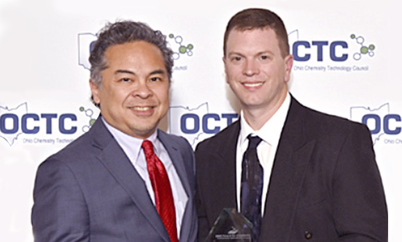 Eric Cecilio, North America Regional Managing Director (left), and Mike Flaherty, Safety, Health & Environmental Manager (right), accepted the OCTC Award on behalf of Emery Oleochemicals (Courtesy Emery Oleochemicals)