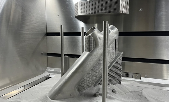 Heat exchanger additively manufactured by TEMISTh with Eplus3D’s EP-M300 (Courtesy Eplus3D)