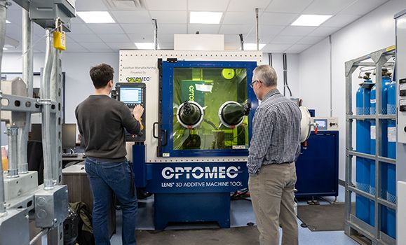 Programming the laser-directed energy deposition machine for the production of samples from a naval alloy (Courtesy Dalhousie University/Cody Turner)