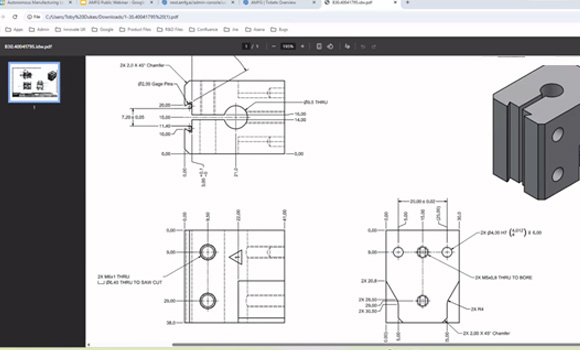 Sentinel AI enables AMFG users to upload a 2D drawing PDF and auto-extract data within three seconds. (Courtesy AMFG)