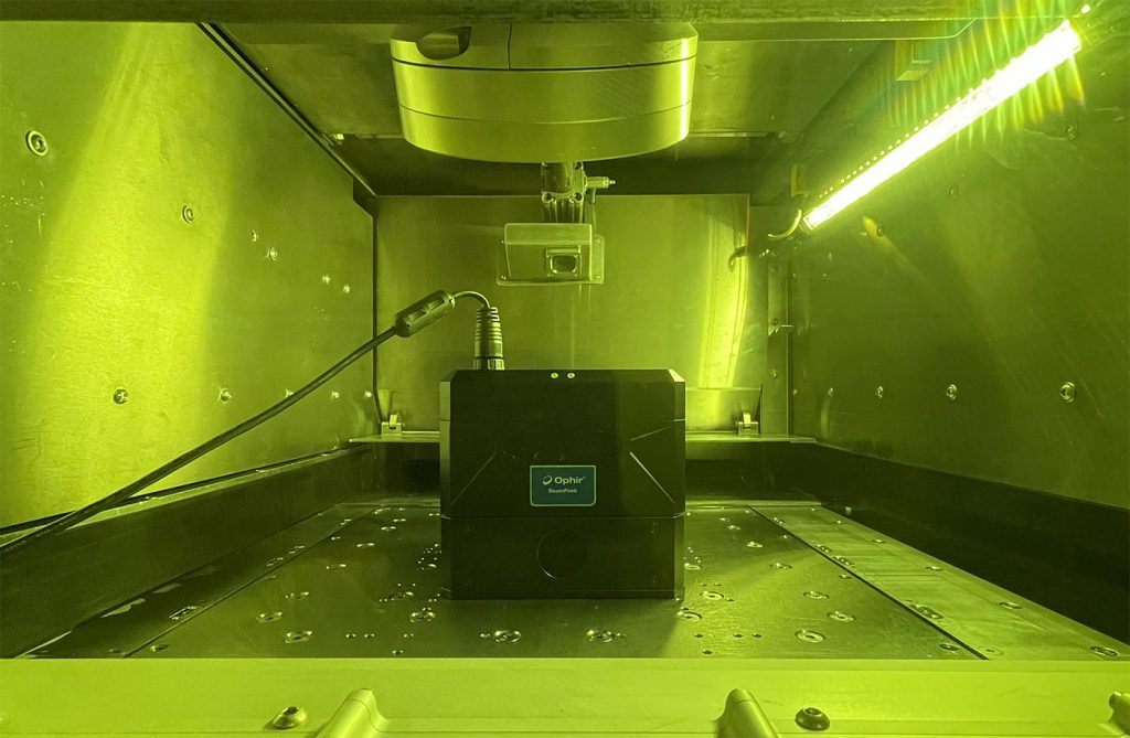 Fig. 1 An Ophir BeamPeek high power laser beam analysis and power measurement machine from MKS inside a 3D Systems DMP Factory 500 (Courtesy 3D Systems)