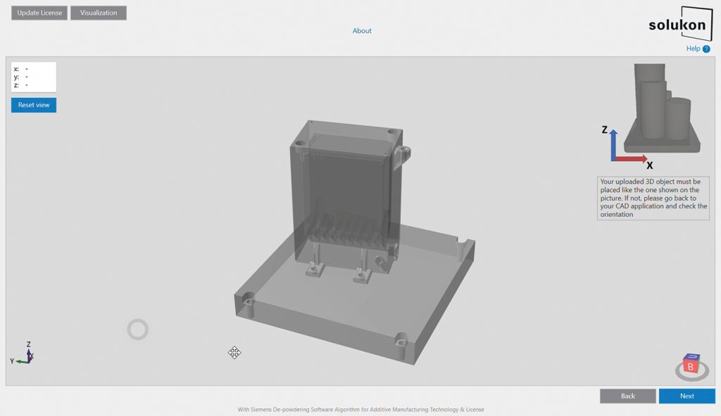 Fig. 5 The Pathfinder interface, showing the loading of the CAD file relating to the chemical processor shown in figures 1, 6, and 8-11) (Courtesy Solukon)