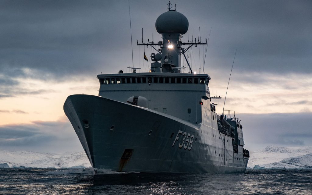 Fig. 8 The Royal Danish Navy frigate HDMS Triton sailing in the waters around Greenland. Additive Manufacturing, in particular large format technologies such as Directed Energy Deposition, is becoming a core part of naval supply chains (Courtesy NATO)