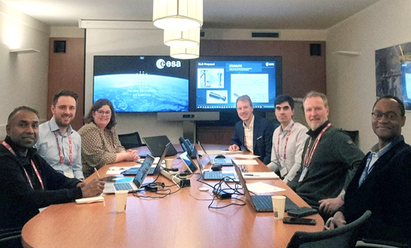 DLR’s Sonja Steinbach, Juri Munk and Florian Merz met with Rob Postema and Advenit Makaya from ESA, and Anthony Lécossais from Airbus, at the 4th Workshop for Advanced Manufacturing at ESA ESTEC, to take the first formal steps toward the mission (Courtesy DLR via LinkedIn)