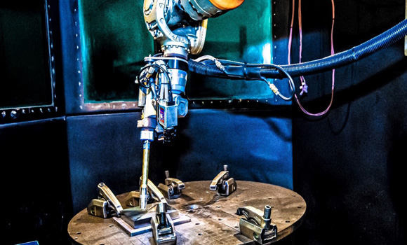 Direct Energy Deposition metal Additive Manufacturing was used to produce the topology-optimised tapping ring component (Courtesy Malin Marine Consultants/NMIS)