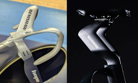 The partnership resulted in titanium handlebars (left) and an aerodynamic seat post designed to meet the exact measurements of the riders (Courtesy Renishaw)