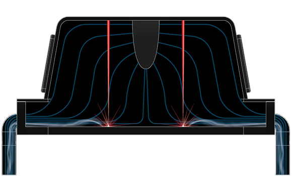 The AirSword actively directs smoke toward the exhaust, preventing any laser-smoke interaction (Courtesy AMCM)