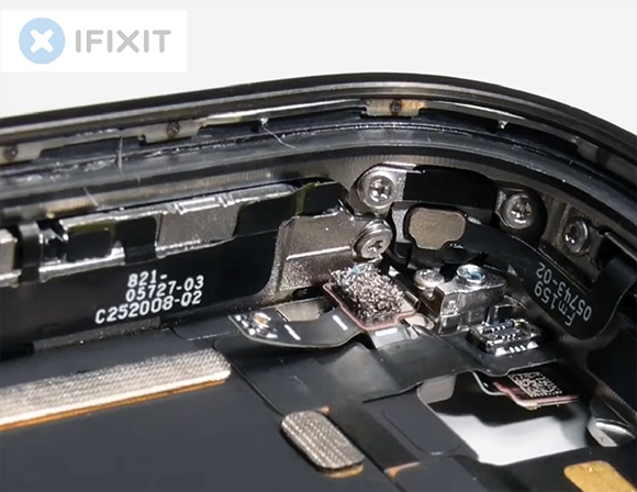 Fig. 5 Image from iFixit’s teardown preview reel of the Apple Watch Ultra 3, showing details of the AM titanium case (Courtesy www.ifixit.com | https://bit.ly/3W2GaXn)