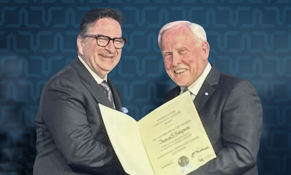 Jim Simpson (left) was inducted into the IAA during a ceremony in September (Courtesy Titomic/IAA)