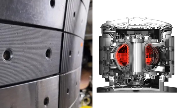 A cold-sprayed tile installed in the tokamak fusion generator (Courtesy Impact Innovations)