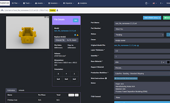 Authentise has integrated 3D Spark, Digifabster and Paperless Parts into its software (Courtesy Authentise)