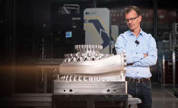 At 600 mm in diameter, the component is one of the most complex AM spacecraft parts produced to date (Courtesy LEAP 71)