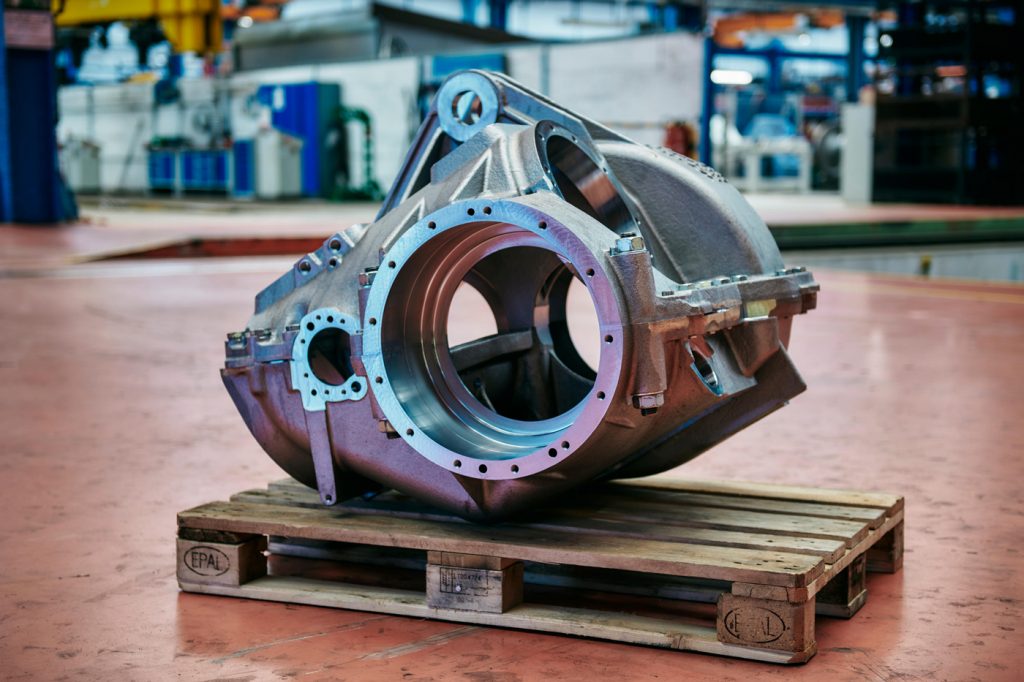 Fig. 9 A BR29x railway gear case at the vehicle maintenance depot in Dessau – manufactured using rapid casting in indirect Additive Manufacturing (Courtesy Deutsche Bahn AG)