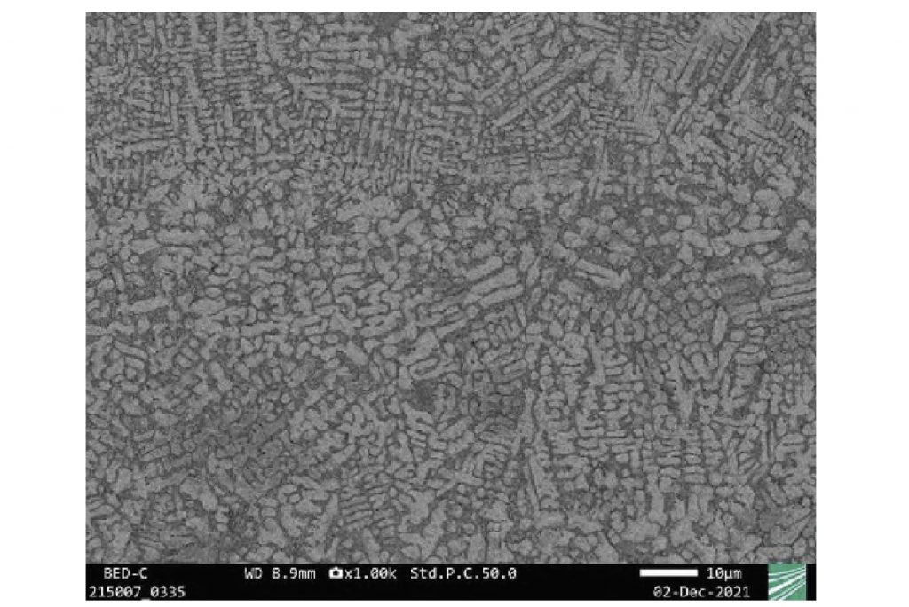 Fig. 16 SEM microstructure after PBF-EB of Mo9Si8B alloy [23] 