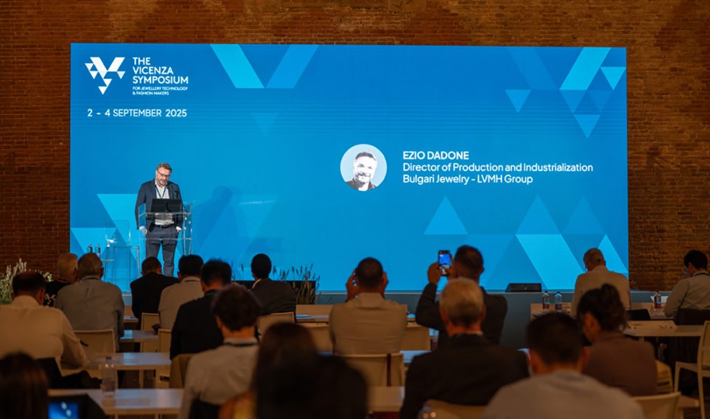 Fig. 3 Ezio Dadone from Bulgari on stage (Courtesy Vicenza Symposium)