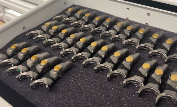 A single build can produce&nbsp;seventy-four finger components (eleven assemblies) in sixteen hours (Courtesy One Click Metal)