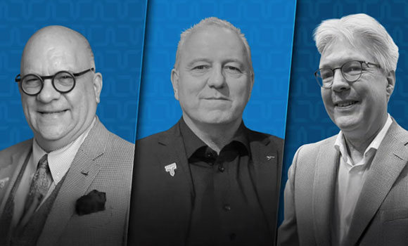 Chris Myers (left) has assumed the role of President, Titomic Europe effective January 1, 2026, succeeding Klaas Rozema (right). Ferdy Touwen (centre) has been promoted to Deputy President & Head of European Operation (Courtesy Titomic)
