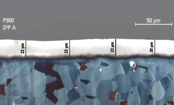 Microstreucture of surface hardened stainless steel AISI660 (1.4980) (Courtesy Bodycote)