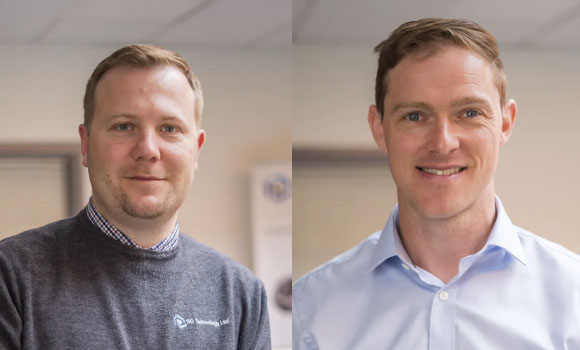 3D Technology’s Johannes Werner, Engineering Manager (left) and James Wall, Managing Director (Courtesy Meltio)