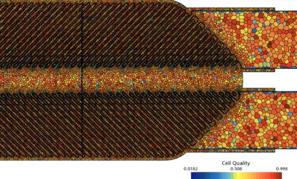 Sintavia used nTop to create a heat exchanger mesh with over 30 million elements, optimised for the RTX PRO 6000 Blackwell GPU, using 82.6 GB of the full 96 GB of RAM (Courtesy NVIDIA)