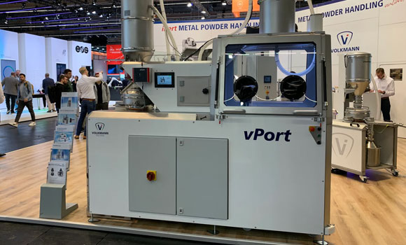 HP Metal Jet S100 line can now be equipped with Volkmann’s proprietary powder handling solution (Courtesy Volkmann)