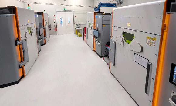 Laser beam powder bed fusion metal Additive Manufacturing machines installed at Amnovis (Courtesy Amnovis)