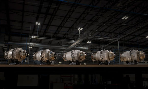 Frenzy 8 evolution (L-R) over a year, from First Engine to Test (FETT) to the flight-ready production unit (Courtesy Beehive Industries)
