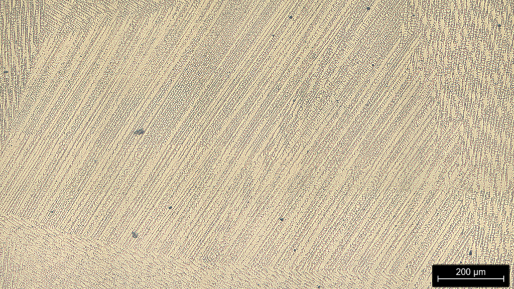 Fig. 11 Optical micrograph of the microstructure obtained in the laser powder DED blocks