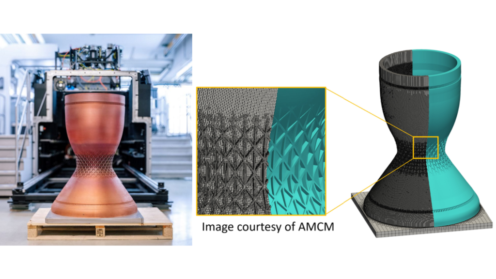 Fig. 4 PanX enables the meshing and solving of even the largest and most complex parts, while preserving all geometric detail within the part. This AMCM M 8k component has dimensions of 820 mm x 820 mm x 1,200 mm (Courtesy AMCM)