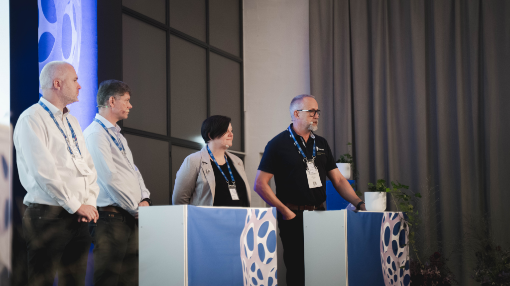 Fig. 6 Panel discussion: From Prototype to Production. From left to right: Tonny Stenberg, CPO, KC Denmark, Jørgen Vestergaard, Director Specialist, KK Wind Solutions, Dagny Primdahl, Chief Engineer AM, Grundfos, and Anders Johnsen, VP R&D and Technology, Carmo A/S (Courtesy Danish AM Hub)