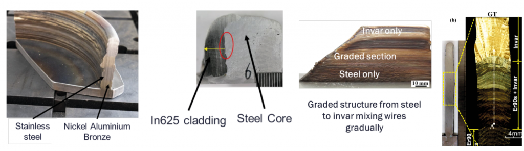 Fig. 9 Multi‑material structures produced using dual‑wire deposition (Courtesy WAAM3D)