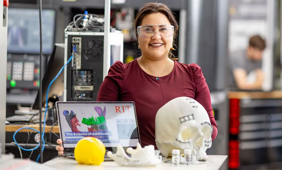 Valeria Marin Montealegre has been working on new options in AM bio-metals for facial bone implants at RIT (Courtesy Rochester Institute of Technology)