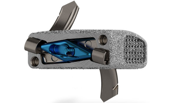ChoiceSpine uses metal Additive Manufacturing to produce a range of spinal implants, including the Blackhawk titanium cervical spacer seen above (Courtesy ChoiceSpine)