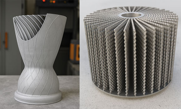 An energy turbine made from titanium (left) and an aluminium heat exchanger (Courtesy Mastrex)
