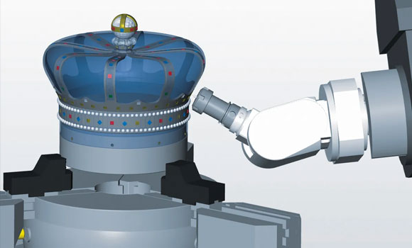 Angle head support in hyperMILL and hyperMILL VIRTUAL Machining enables reliable programming and verification of angle head machining operations (Courtesy Open Mind Technologies)